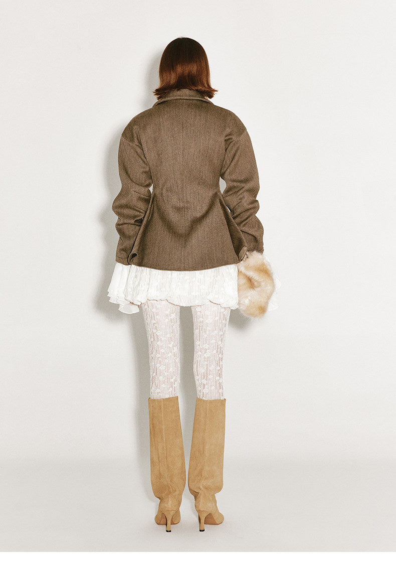 ATELIER MISS LU Fall/Winter Sheep Wool Texture Slightly Sheer Leggings - NARCISSA