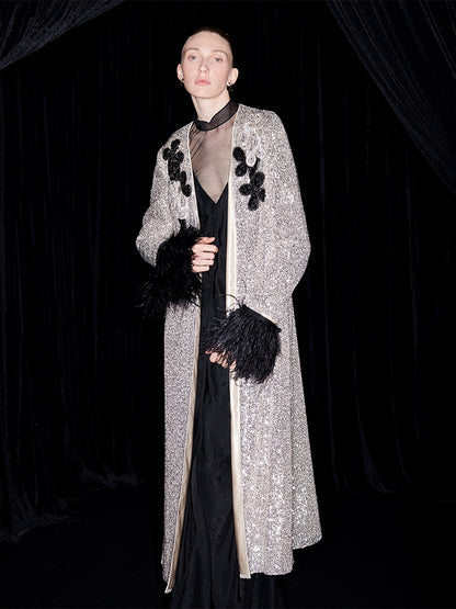 M essential Mackay designer shimmers pavé embroidered coat   - mother.