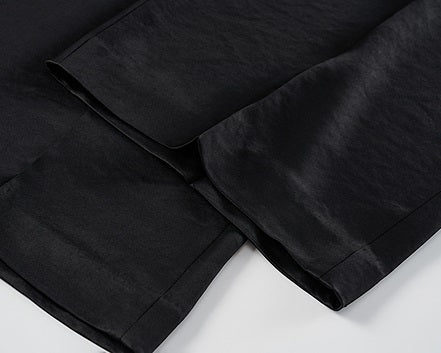 COMME MOI Summer Women's Black Satin Straight Pants - ADELINE.