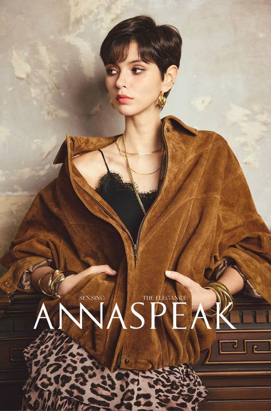 ANNASPEAK ROSSO Red Label Eco-Friendly Leather Heavy Jacket Skirt Set-GHUGH.