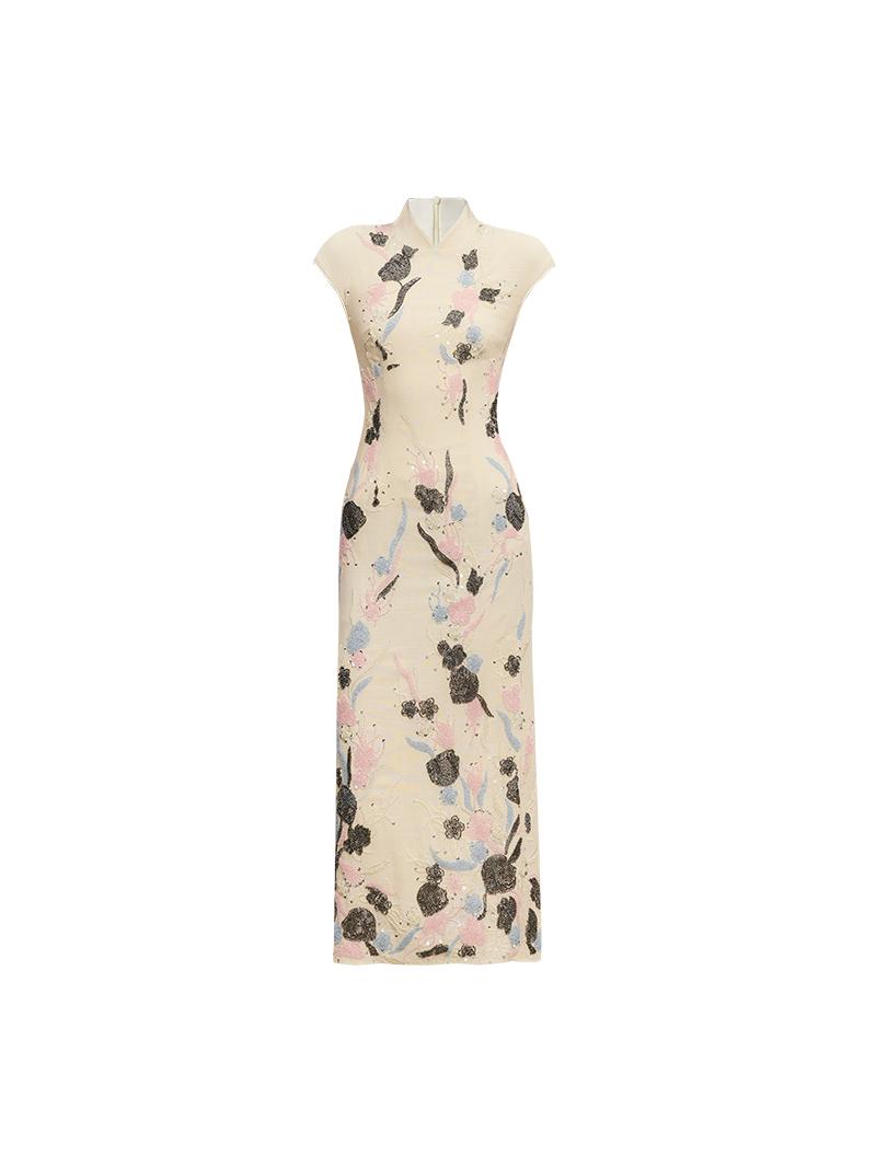 HECO Rose Bead Embroidery Slim Cheongsam Dress Women - STAGE.