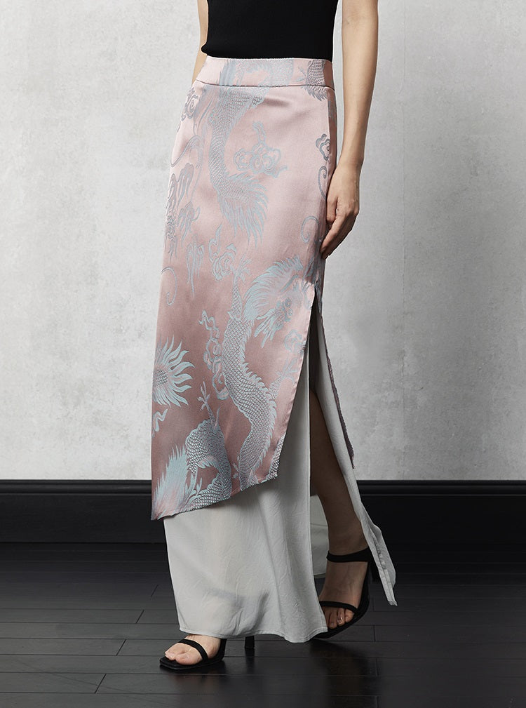 HECO acetate tulle high waisted cascading long skirt summer - lion.
