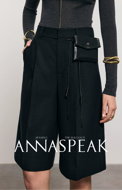 ANNASPEAK   Wool MINI Waist Bag Straight Leg Pants -COLE.
