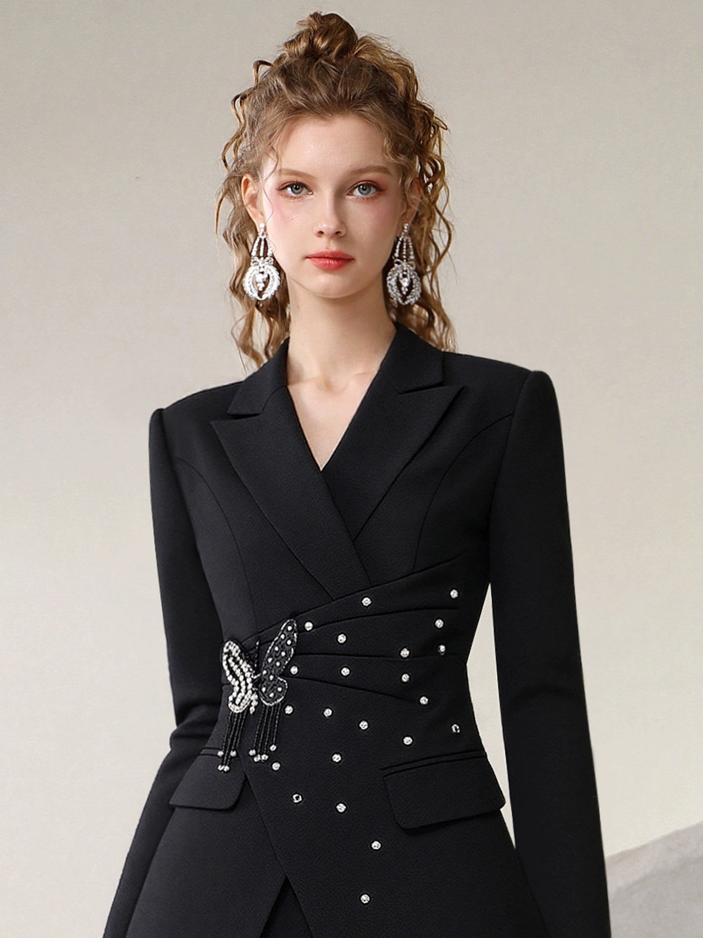 CHECOCRE Stubble commuter new bow diamond irregular pleated suit skirt - SWON.