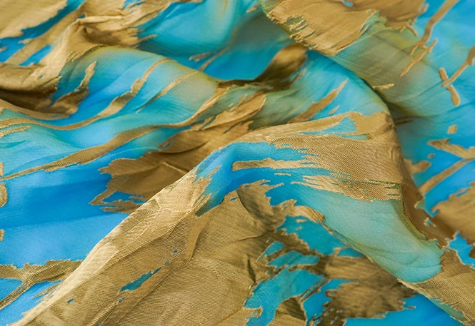 HECO Chinese style devored flower suspender dress - SKY.