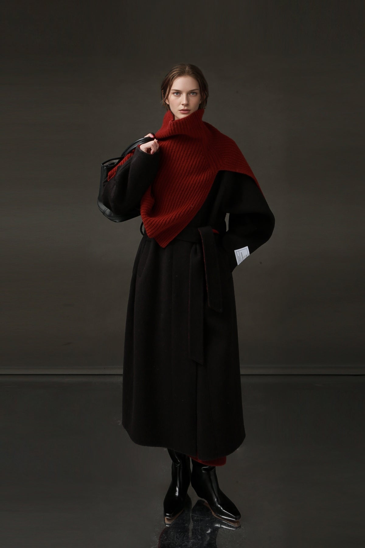 PIAOIN Women's Tweed Jacket Cashmere Long Coat-DAWN