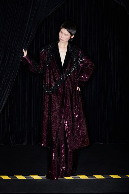 M essential Mackay designer beaded belt wide-shoulder sequins coat skirt set- Rae.