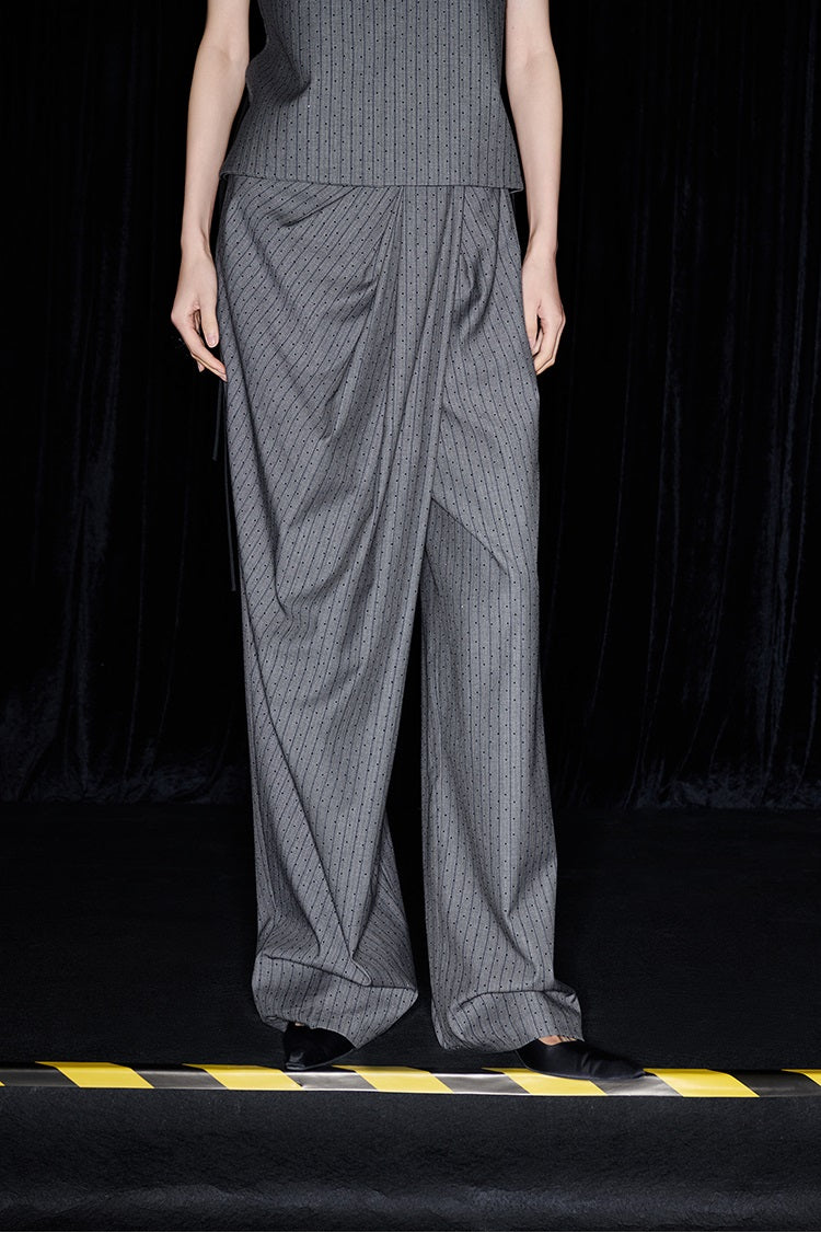 M essential Mackay designer label sand diamond grey stripe diamond buckle drawstring vest - ZING.