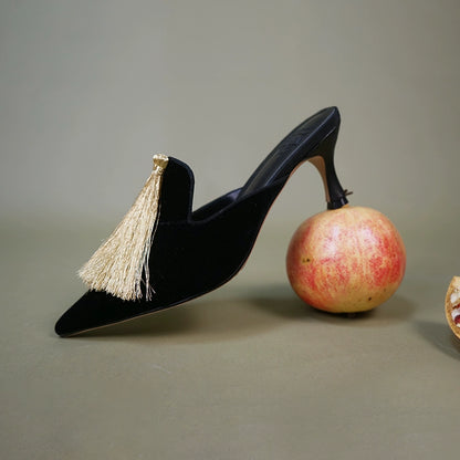B-FEI spring and summer velvet vintage heels-ANNIE.