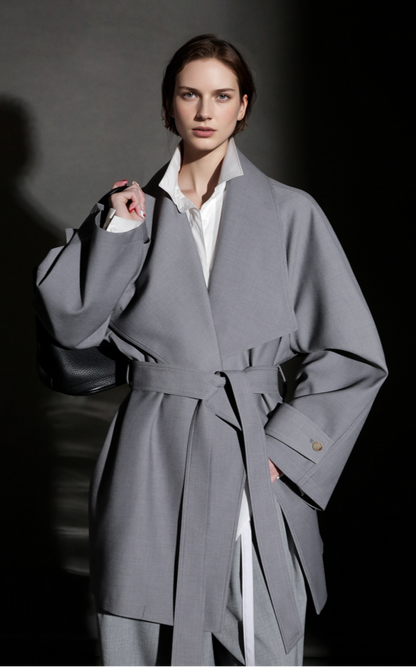 PIAOIN Silhouette design short windbreaker women's luxury jacket commuter-JEAN