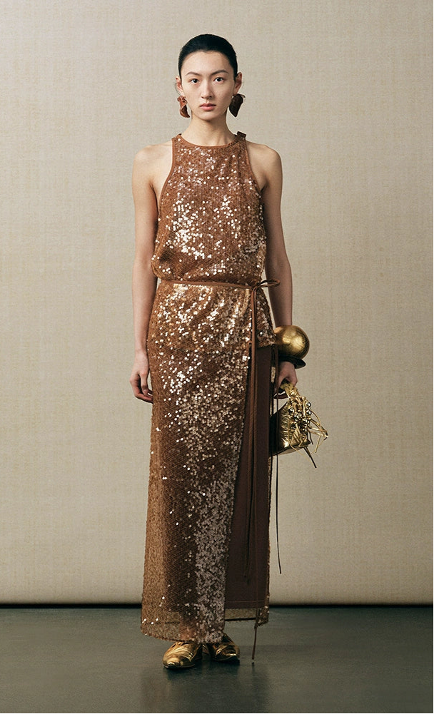 ZHUCHONGYUN sequin embroidery straight knit skirt and vest-REM.