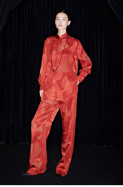 M essential Mackay designer Flower Pot Neck Straight pant top suit - bear.