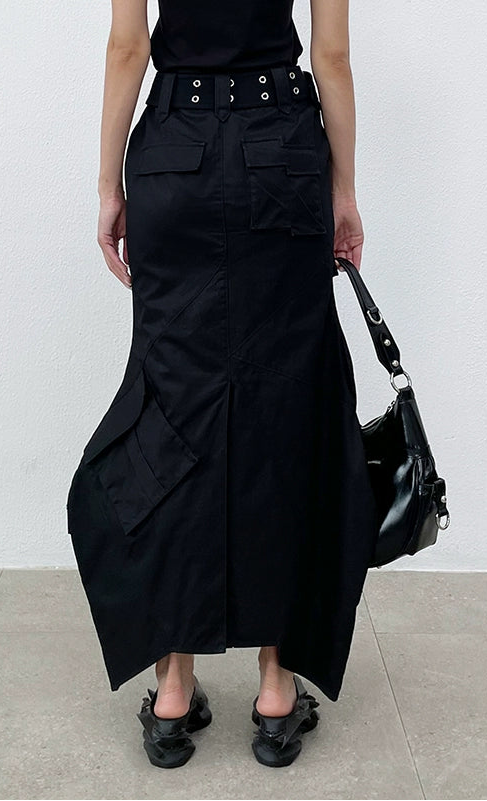 ANNAKIKI  geometric split workwear style skirt - JIHYO.