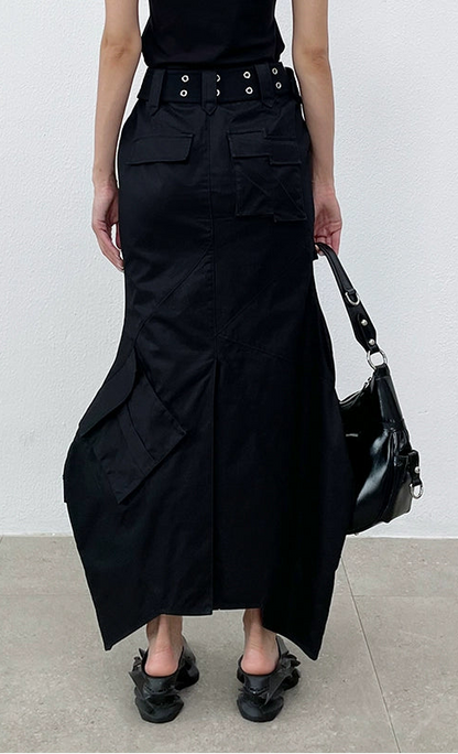 ANNAKIKI  geometric split workwear style skirt - JIHYO.