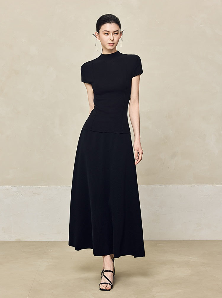 HECO High-waisted Draped Maxi Tencel Knitted Skirt - THERE.