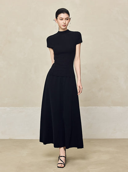 HECO High-waisted Draped Maxi Tencel Knitted Skirt - THERE.