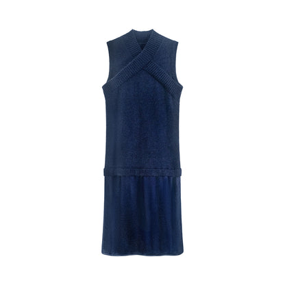 TUYUE Merino Wool Knitted Sleeveless V-Neck Dress - MICHEAL.