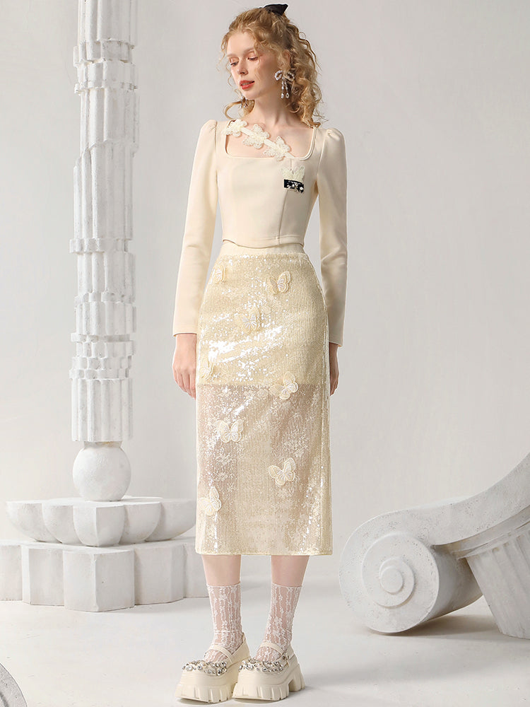 CHECOCRE New Butterfly Age Commuter Straight Skirt - DEXTER