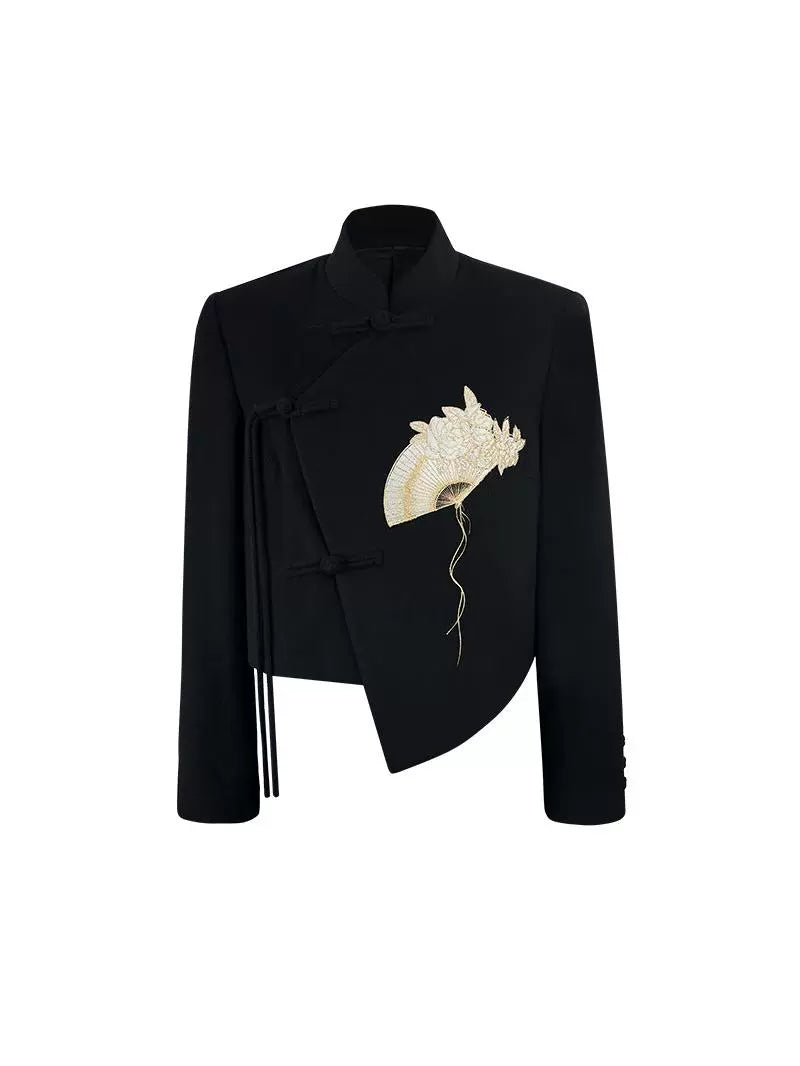 HECO Camellia Embroidered Tweed Short Jacket - crow.