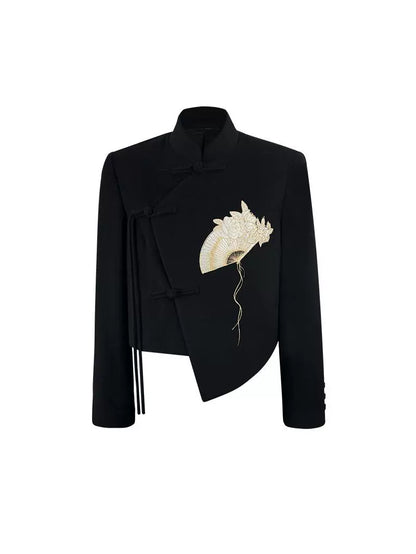 HECO Camellia Embroidered Tweed Short Jacket - crow.