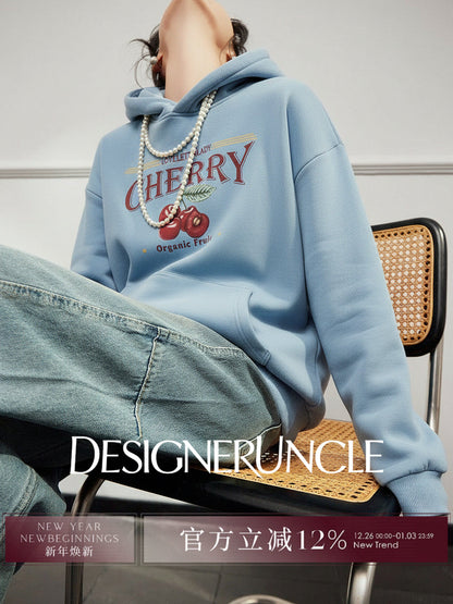 DGU×LAB "Skyland" blue new hooded loose lazy style printed sweatshirt - FATHER