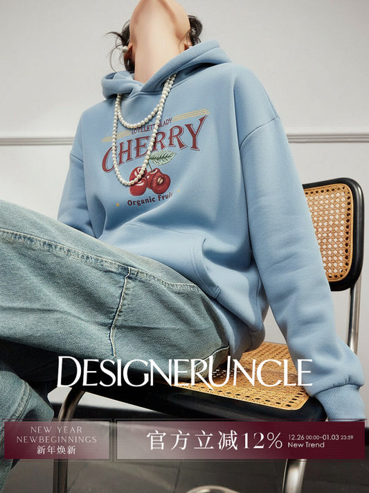 DGU×LAB "Skyland" blue new hooded loose lazy style printed sweatshirt - FATHER