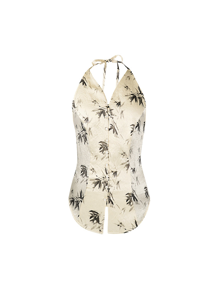 HECO Bamboo Leaf Halterneck Sleeveless Vest - FRONT.
