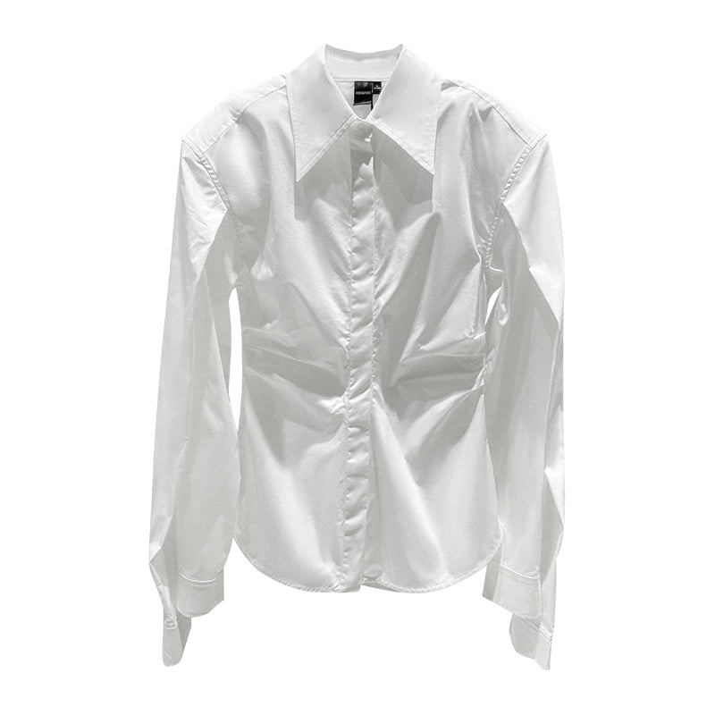 ANNAKIKI niche white double-sleeved long-sleeved shirt-LUODAN