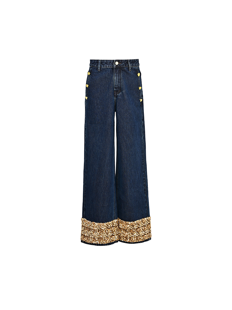 YES BY YESIR  beaded straight-leg jeans - PROP.