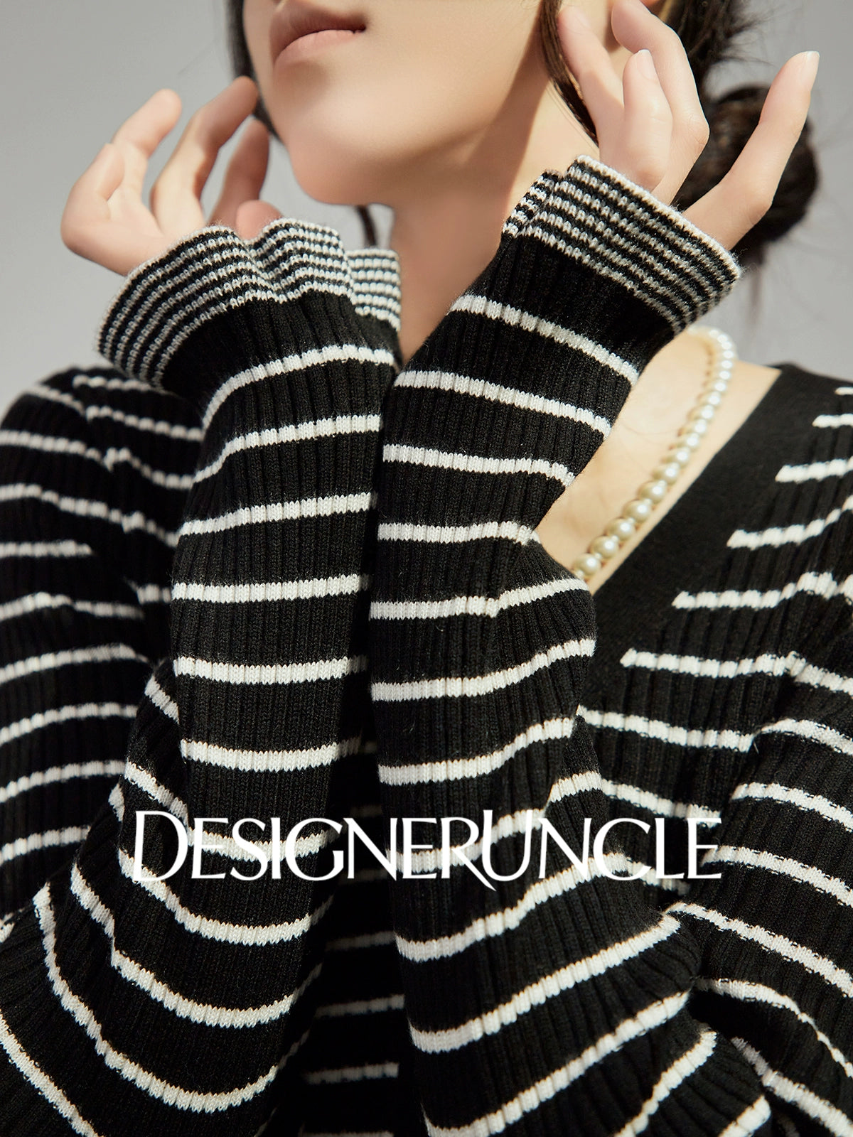 DGU "Ink Sequence" special black temperament and versatile slimming design striped jacket -  Francis ?