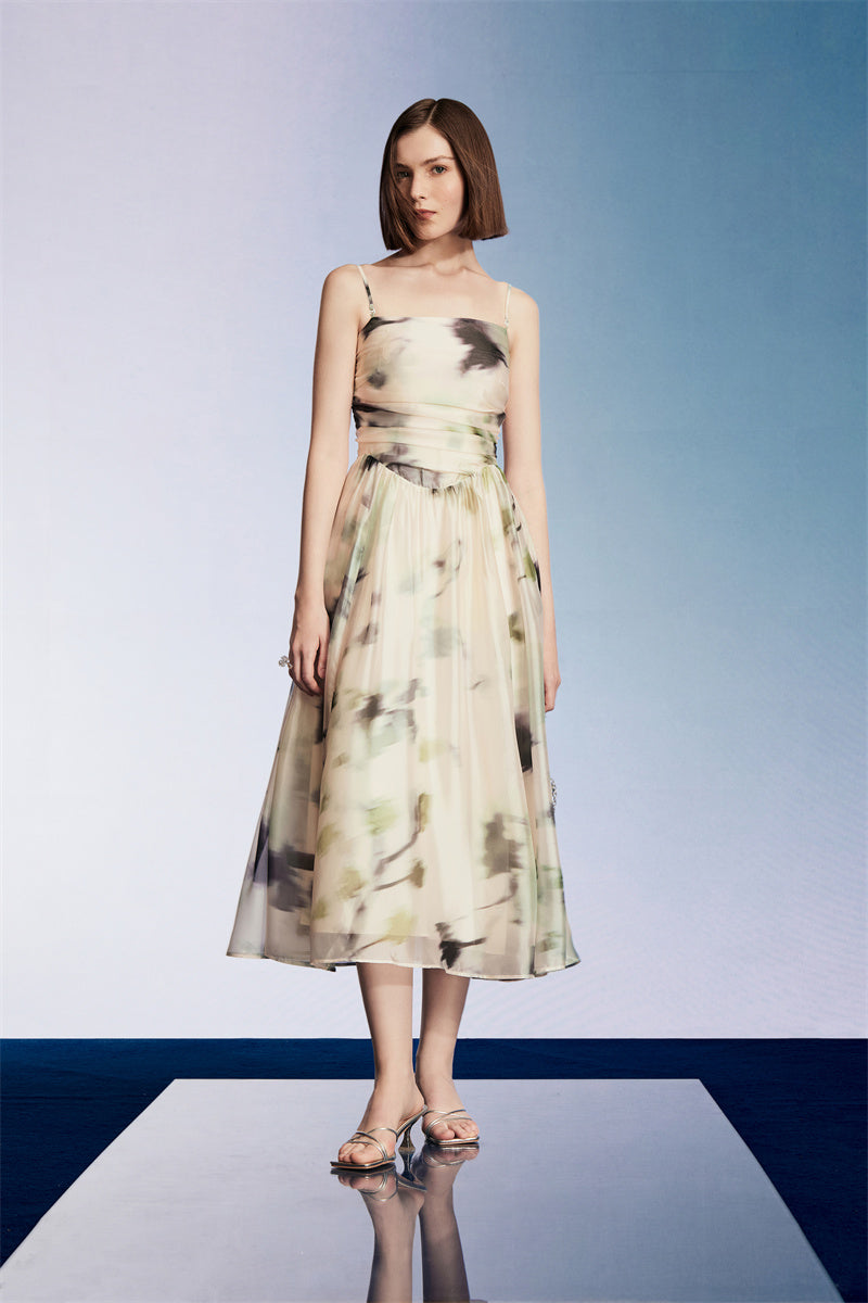 PURITY cocktail morandi-print organza slip dress- Rome S / As shown PURITY cocktail morandi-print organza slip dress- Rome S / As shown