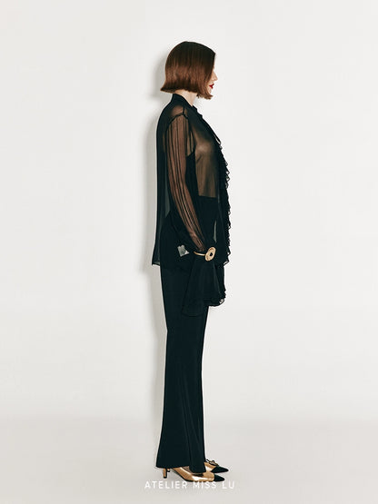 ATELIER MISS LU Retro Modern Long-legged Flared Pants - APOLLINE.