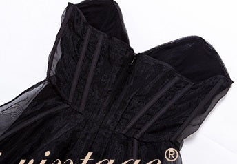 le palais  herringbone hourglass slim-fit organza dress-YEN