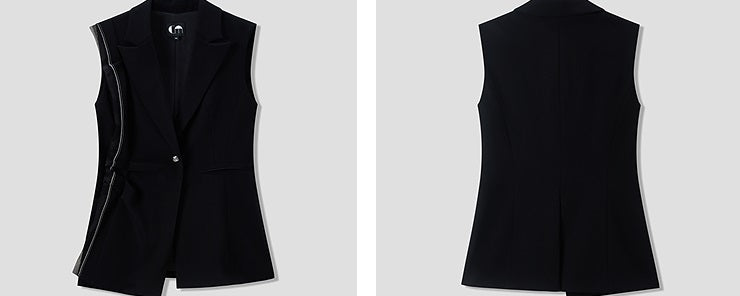 COMME MOI Lu Yan designer's new women's acetate lapel sleeveless slim suit - BROKEN.