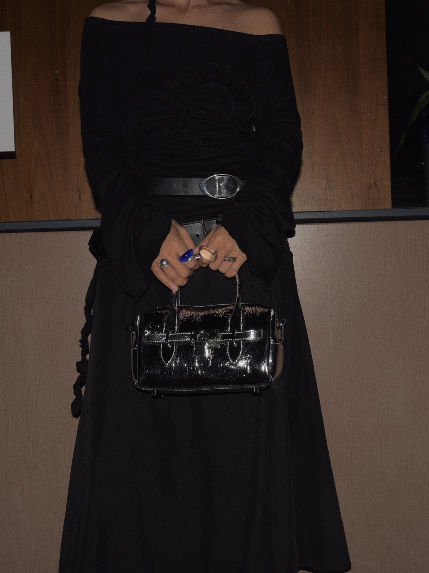 IUBALLET Elegant One-shoulder Black Small Leather Bag - PEACE.