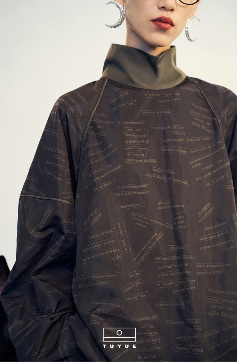TUYUE Art Print Turtleneck Silhouette Sweatshirt - KIKO.