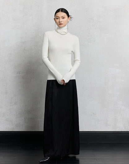 HECO Plain Base Layer Top High Neck black white red apricot Long Sleeve Knit Sweater - nice.