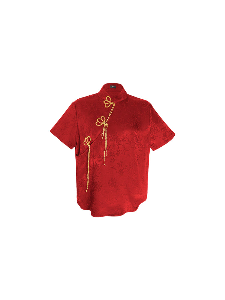 HECO Chinese Handmade Beaded Embroidery Buckle T-Shirt  - MATES .