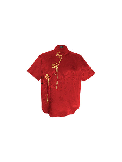 HECO Chinese Handmade Beaded Embroidery Buckle T-Shirt  - MATES .