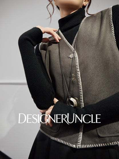 DGU|Leather Vest Light Luxury Commuting Loose and Versatile Design Shoulder Top - Stephan.