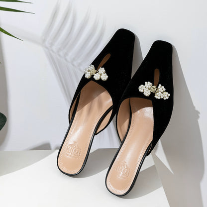 B-FEI black square toe kitten heeled Chinese shoes-OILU.