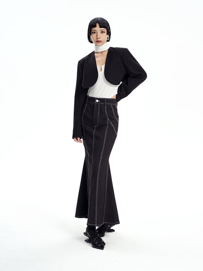 TINY IN cinched waist cut-out two-piece women's black suit vest -SEER