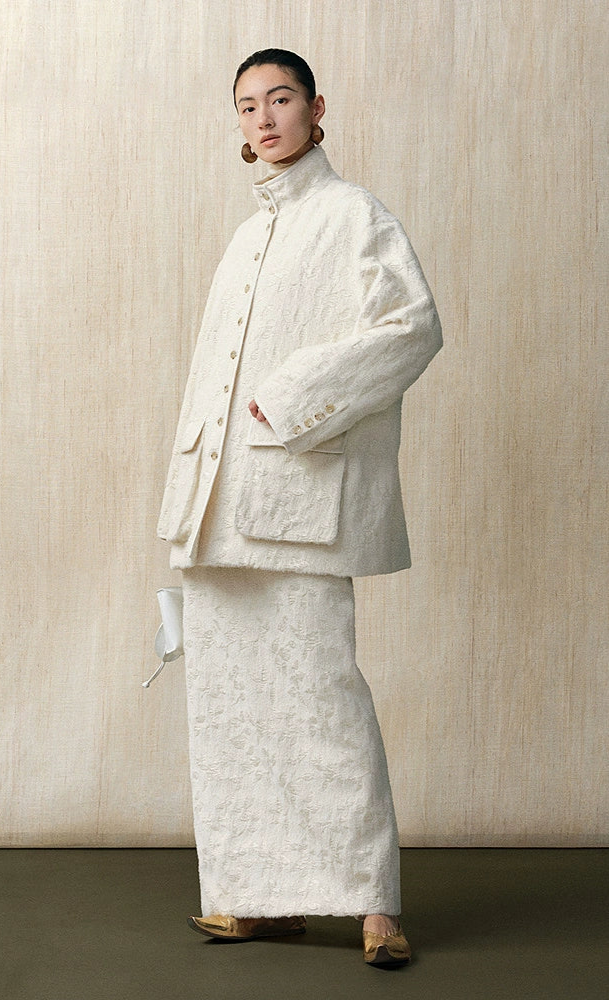 ZHUCHONGYUN white floral print large pocket loose jacket-LANA.