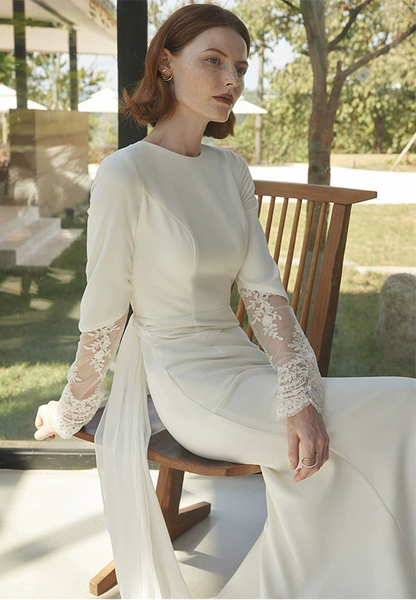 GOUDIN high end light luxury white dress-MARYLA.