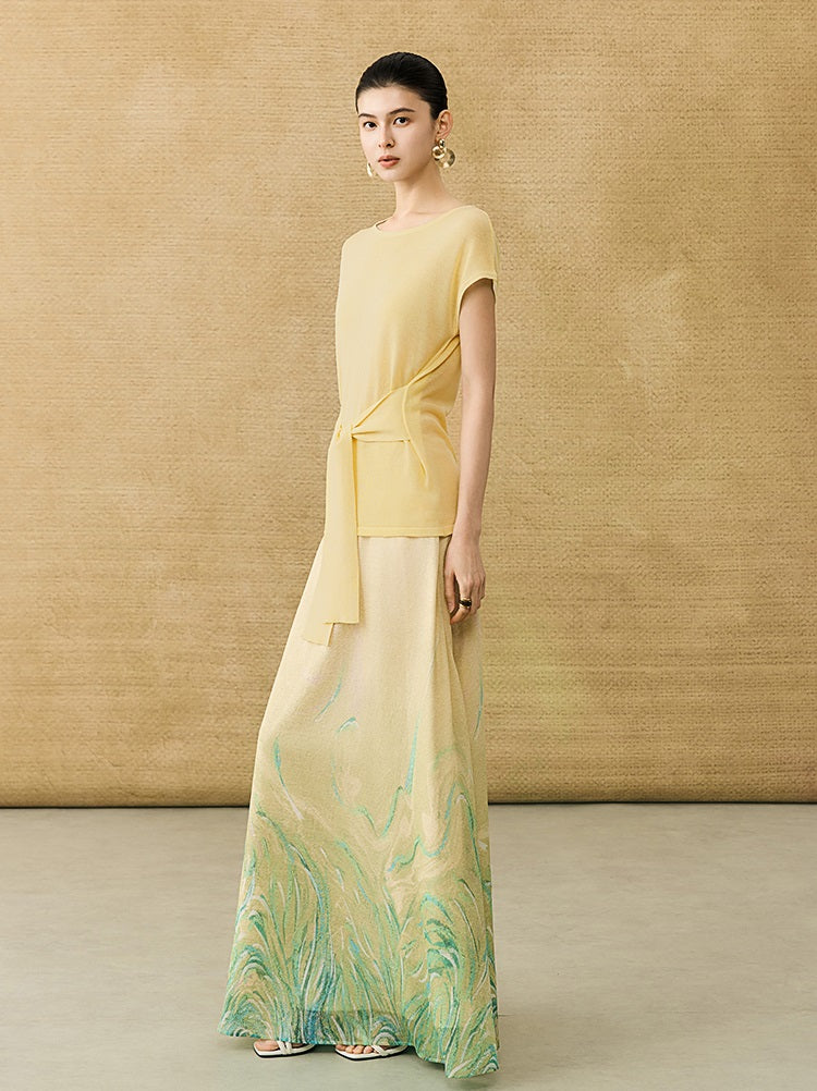 HECO Chinese Style Gradient Print Summer Temperament Charm Skirt - ZADE.