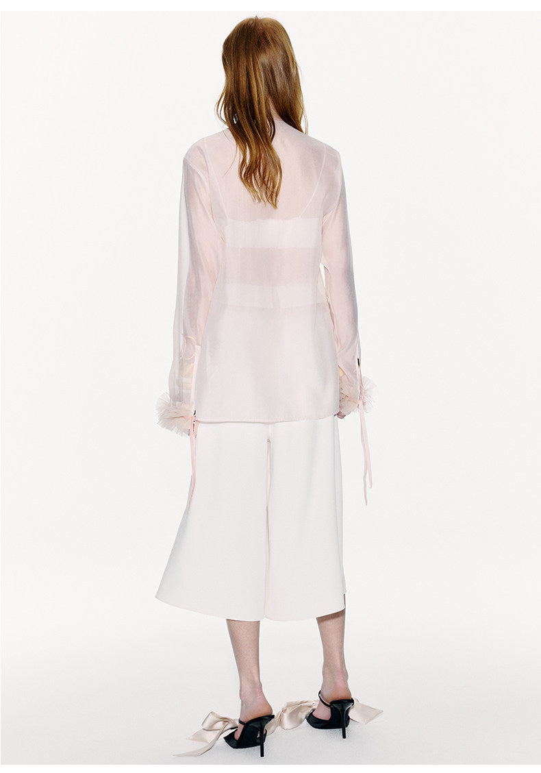 ATELIER MISS LU Authentic Waist Tulle Paneled Wide Leg Pants - KARINA