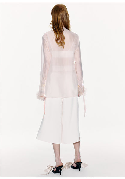 ATELIER MISS LU Authentic Waist Tulle Paneled Wide Leg Pants - KARINA