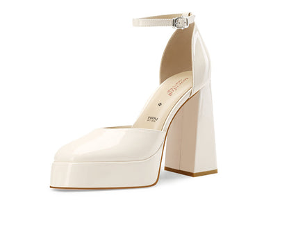 Pjjuu Mary Jane White Small Man Platform Bridal Shoes - BEAR