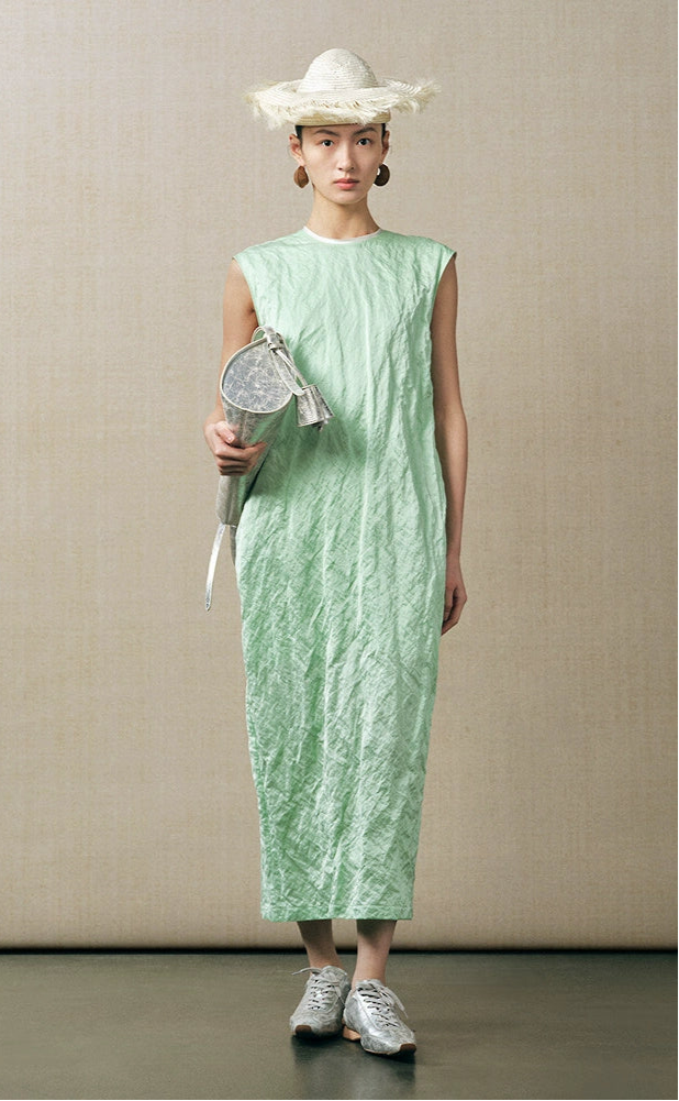 ZHUCHONGYUN V-neck sleeveless straight cut slit midi dress-BARN.