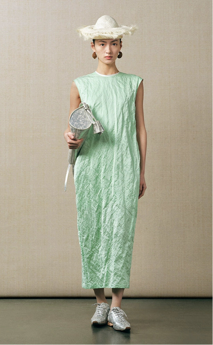 ZHUCHONGYUN V-neck sleeveless straight cut slit midi dress-BARN.